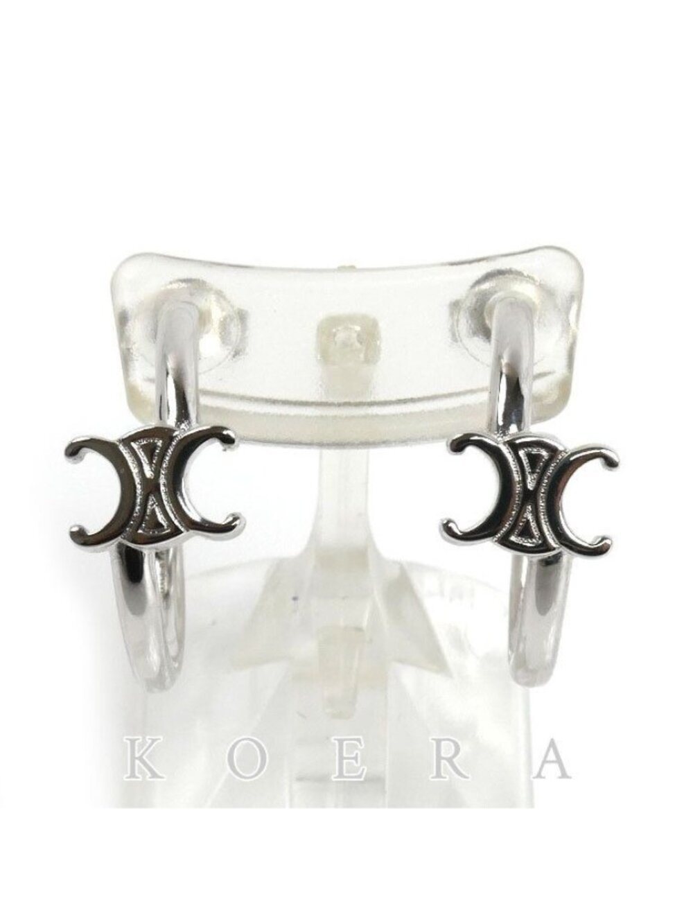 Celine Brass Triomphe Asymmetric Hoop Earrings